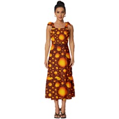 Bubbles Abstract Art Gold Golden Tie-strap Tiered Midi Chiffon Dress by Dutashop