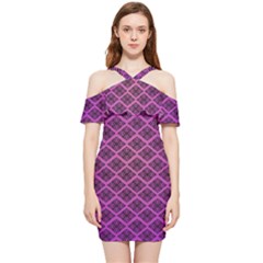 Pattern Texture Geometric Patterns Purple Shoulder Frill Bodycon Summer Dress by Dutashop