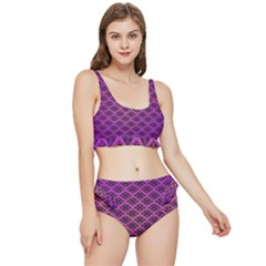 Pattern Texture Geometric Patterns Purple Frilly Bikini Set by Dutashop