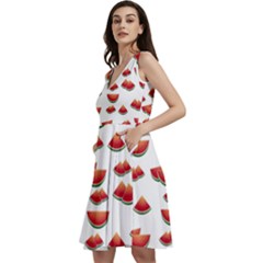 Summer Watermelon Pattern Sleeveless V-neck Skater Dress With Pockets by Dutashop