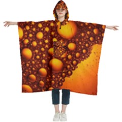 Bubbles Abstract Art Gold Golden Women s Hooded Rain Ponchos