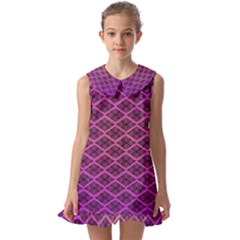 Pattern Texture Geometric Patterns Purple Kids  Pilgrim Collar Ruffle Hem Dress