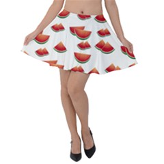 Summer Watermelon Pattern Velvet Skater Skirt