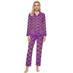 Pattern Texture Geometric Patterns Purple Womens  Long Sleeve Velvet Pocket Pajamas Set by Dutashop