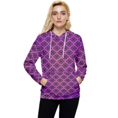 Pattern Texture Geometric Patterns Purple Women s Lightweight Drawstring Hoodie