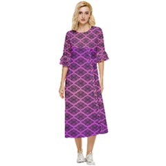 Pattern Texture Geometric Patterns Purple Double Cuff Midi Dress by Dutashop