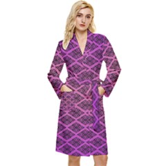 Pattern Texture Geometric Patterns Purple Long Sleeve Velvet Robe by Dutashop