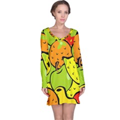 Fruit Food Wallpaper Long Sleeve Nightdress by Dutashop