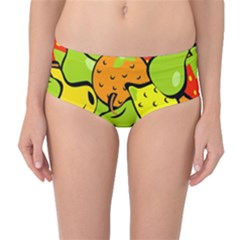 Fruit Food Wallpaper Mid-waist Bikini Bottoms by Dutashop