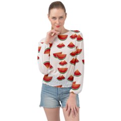 Summer Watermelon Pattern Banded Bottom Chiffon Top