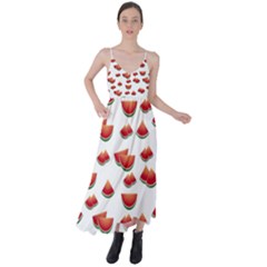 Summer Watermelon Pattern Tie Back Maxi Dress