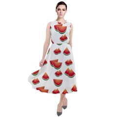 Summer Watermelon Pattern Round Neck Boho Dress