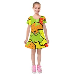 Fruit Food Wallpaper Kids  Short Sleeve Velvet Dress