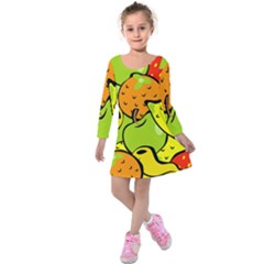 Fruit Food Wallpaper Kids  Long Sleeve Velvet Dress