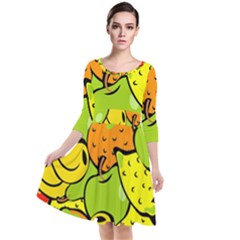 Fruit Food Wallpaper Quarter Sleeve Waist Band Dress by Dutashop