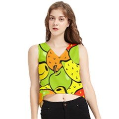 Fruit Food Wallpaper V-neck Cropped Tank Top by Dutashop