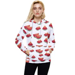 Summer Watermelon Pattern Women s Lightweight Drawstring Hoodie