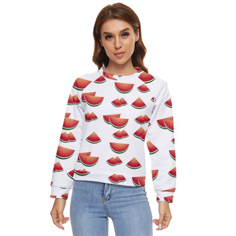 Summer Watermelon Pattern Women s Long Sleeve Raglan T-shirt by Dutashop