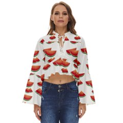 Summer Watermelon Pattern Boho Long Bell Sleeve Top