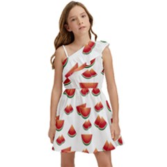 Summer Watermelon Pattern Kids  One Shoulder Party Dress