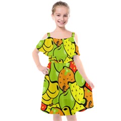 Fruit Food Wallpaper Kids  Cut Out Shoulders Chiffon Dress