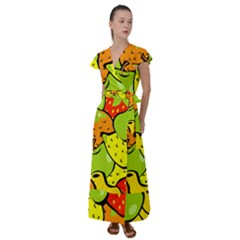 Fruit Food Wallpaper Flutter Sleeve Maxi Dress by Dutashop