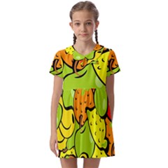 Fruit Food Wallpaper Kids  Asymmetric Collar Dress by Dutashop