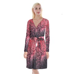 Abstract Background Wallpaper Long Sleeve Velvet Front Wrap Dress by Bajindul