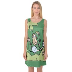 Ostrich Jungle Monkey Plants Sleeveless Satin Nightdress by Bajindul