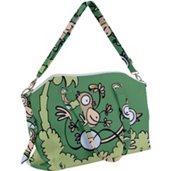 Ostrich Jungle Monkey Plants Canvas Crossbody Bag by Bajindul