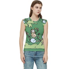 Ostrich Jungle Monkey Plants Women s Raglan Cap Sleeve T-shirt by Bajindul