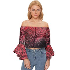 Abstract Background Wallpaper Off Shoulder Flutter Bell Sleeve Top