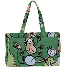 Ostrich Jungle Monkey Plants Canvas Work Bag by Bajindul