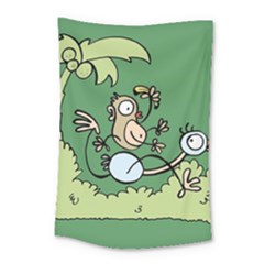 Ostrich Jungle Monkey Plants Small Tapestry