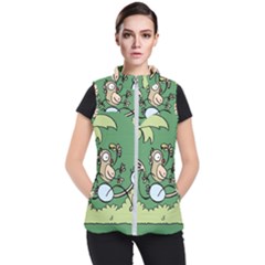 Ostrich Jungle Monkey Plants Women s Puffer Vest