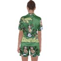 Ostrich Jungle Monkey Plants Satin Short Sleeve Pajamas Set View2