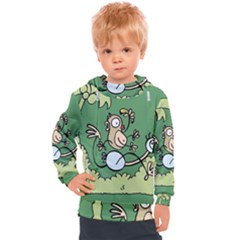 Ostrich Jungle Monkey Plants Kids  Hooded Pullover by Bajindul