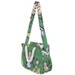 Ostrich Jungle Monkey Plants Rope Handles Shoulder Strap Bag by Bajindul