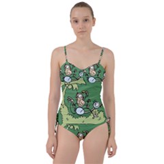 Ostrich Jungle Monkey Plants Sweetheart Tankini Set by Bajindul