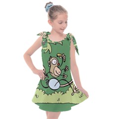 Ostrich Jungle Monkey Plants Kids  Tie Up Tunic Dress by Bajindul