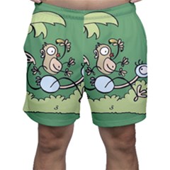 Ostrich Jungle Monkey Plants Men s Shorts by Bajindul