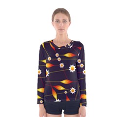 Flower Buds Floral Background Women s Long Sleeve T-shirt