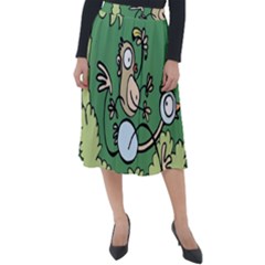 Ostrich Jungle Monkey Plants Classic Velour Midi Skirt  by Bajindul