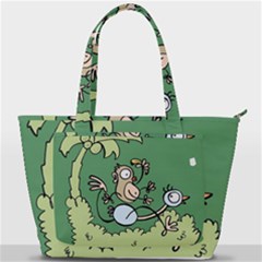 Ostrich Jungle Monkey Plants Back Pocket Shoulder Bag  by Bajindul