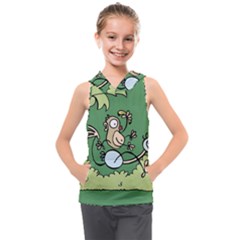 Ostrich Jungle Monkey Plants Kids  Sleeveless Hoodie by Bajindul