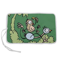 Ostrich Jungle Monkey Plants Pen Storage Case (l) by Bajindul