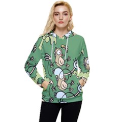 Ostrich Jungle Monkey Plants Women s Lightweight Drawstring Hoodie