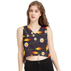 Flower Buds Floral Background V-neck Cropped Tank Top by Bajindul