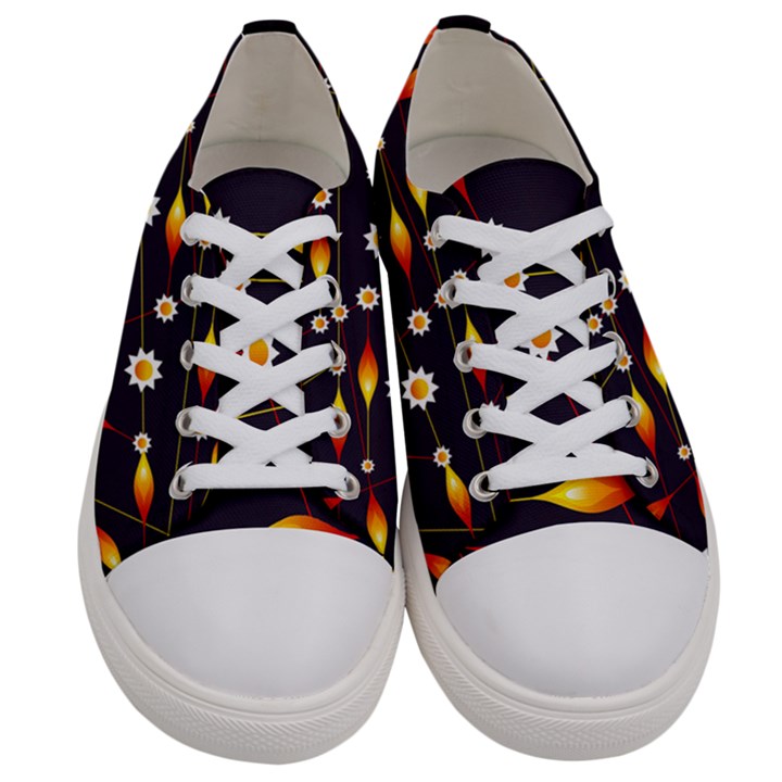 Flower Buds Floral Background Women s Low Top Canvas Sneakers