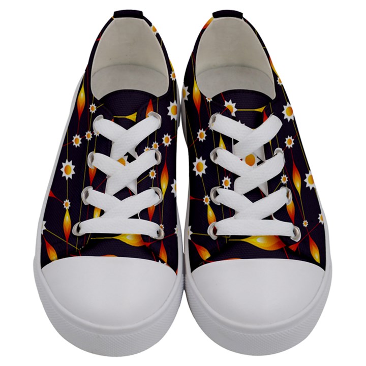 Flower Buds Floral Background Kids  Low Top Canvas Sneakers